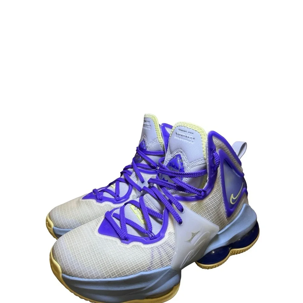 Nike LeBron 19 Basketball Shoes Kids 7Y Blue Purple Lime DD0418-412 High Top